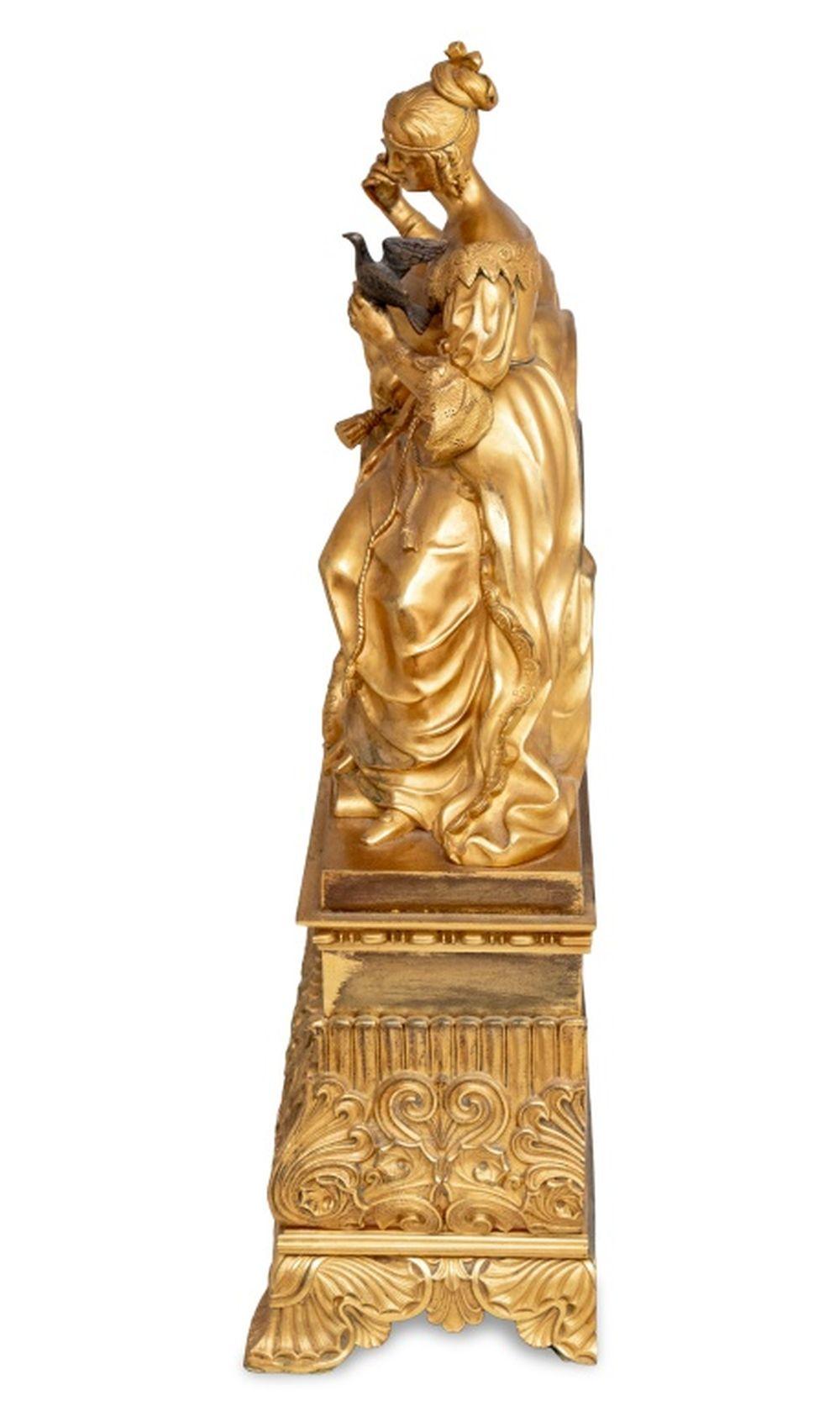 French Empire Gilt Bronze Figural Clock, ca. 1840 For Sale 2