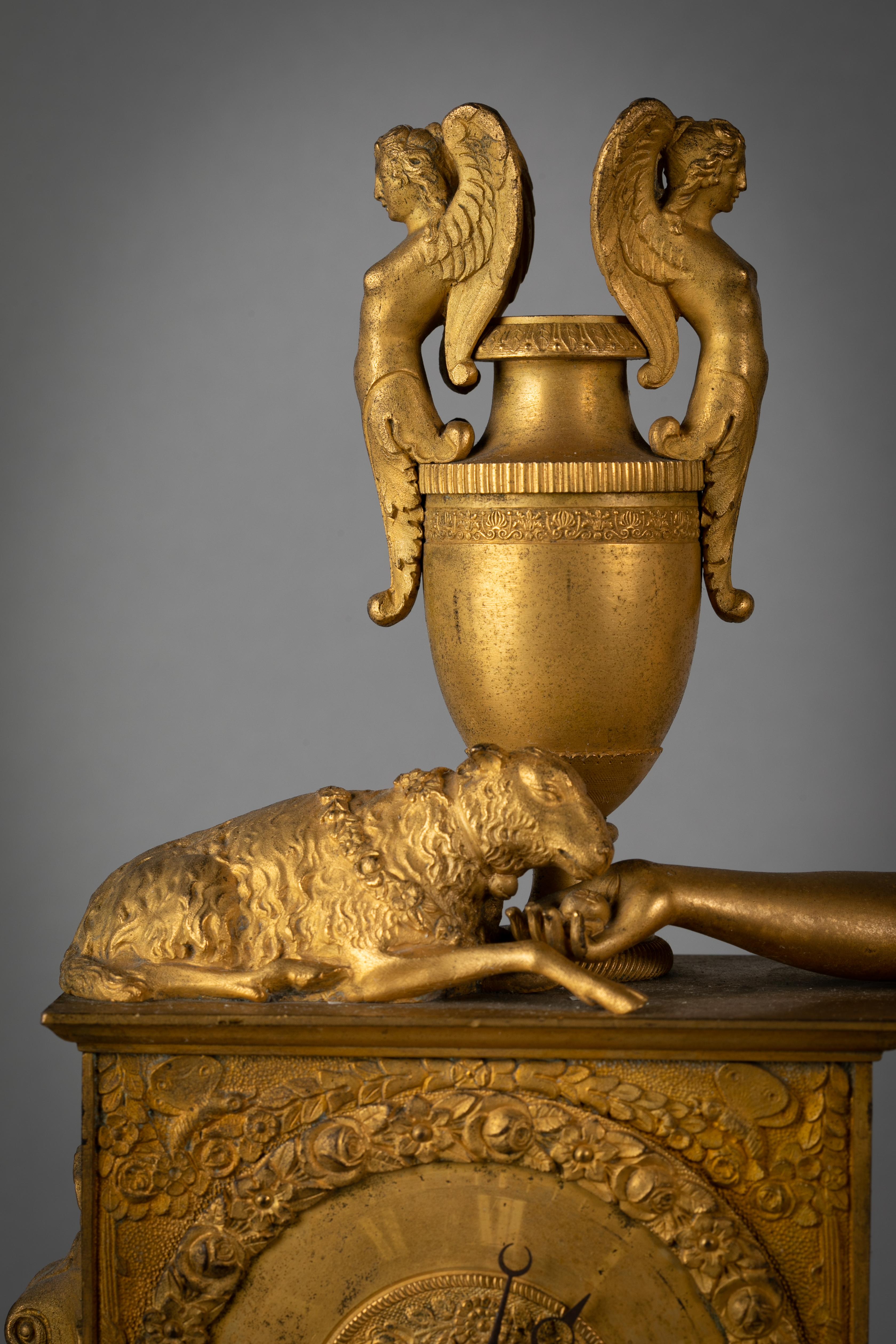 French Empire Gilt Bronze Figural Clock, circa 1820 3