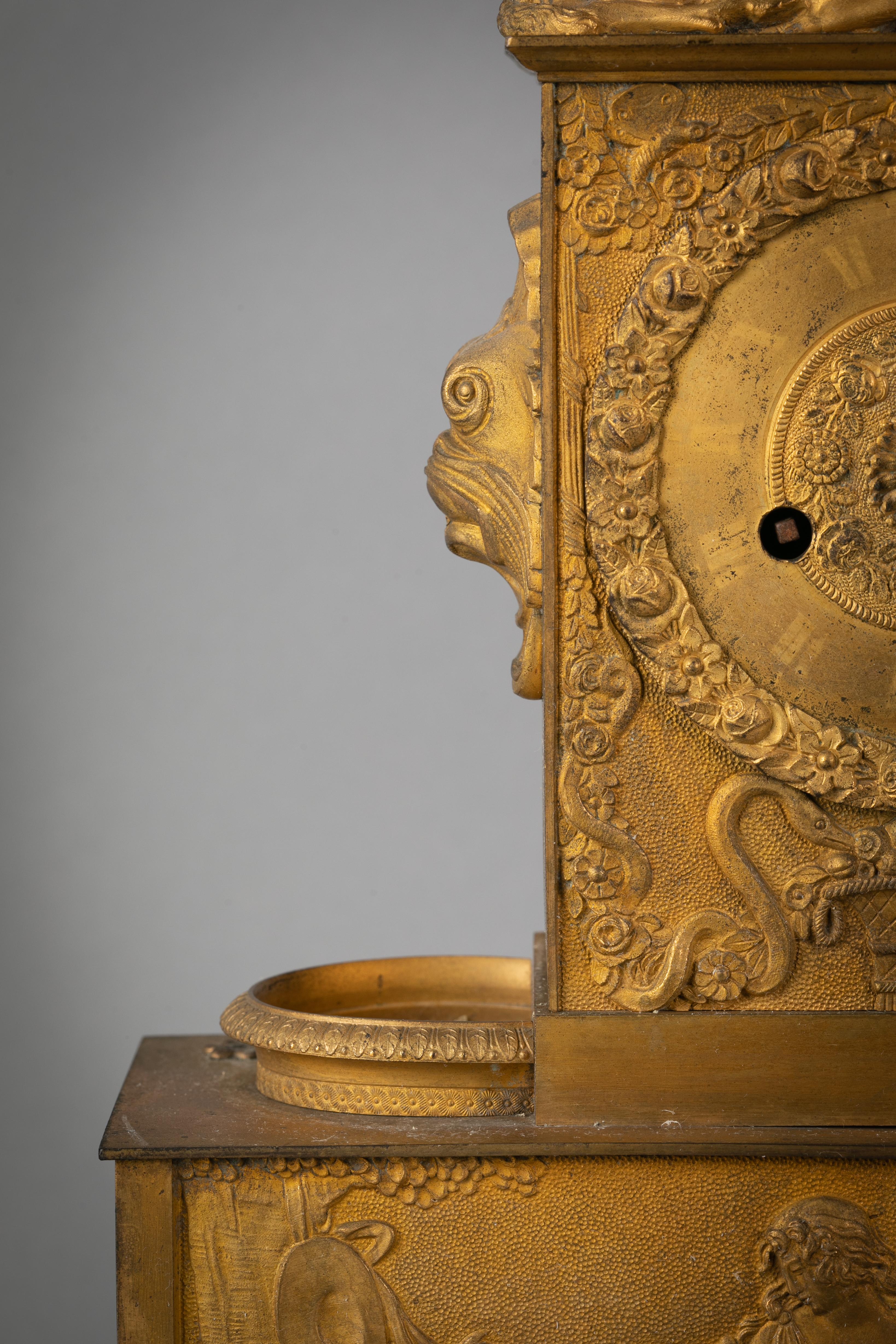 French Empire Gilt Bronze Figural Clock, circa 1820 4