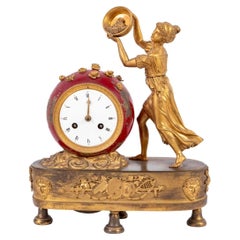 French Empire Gilt Bronze Figural Clock