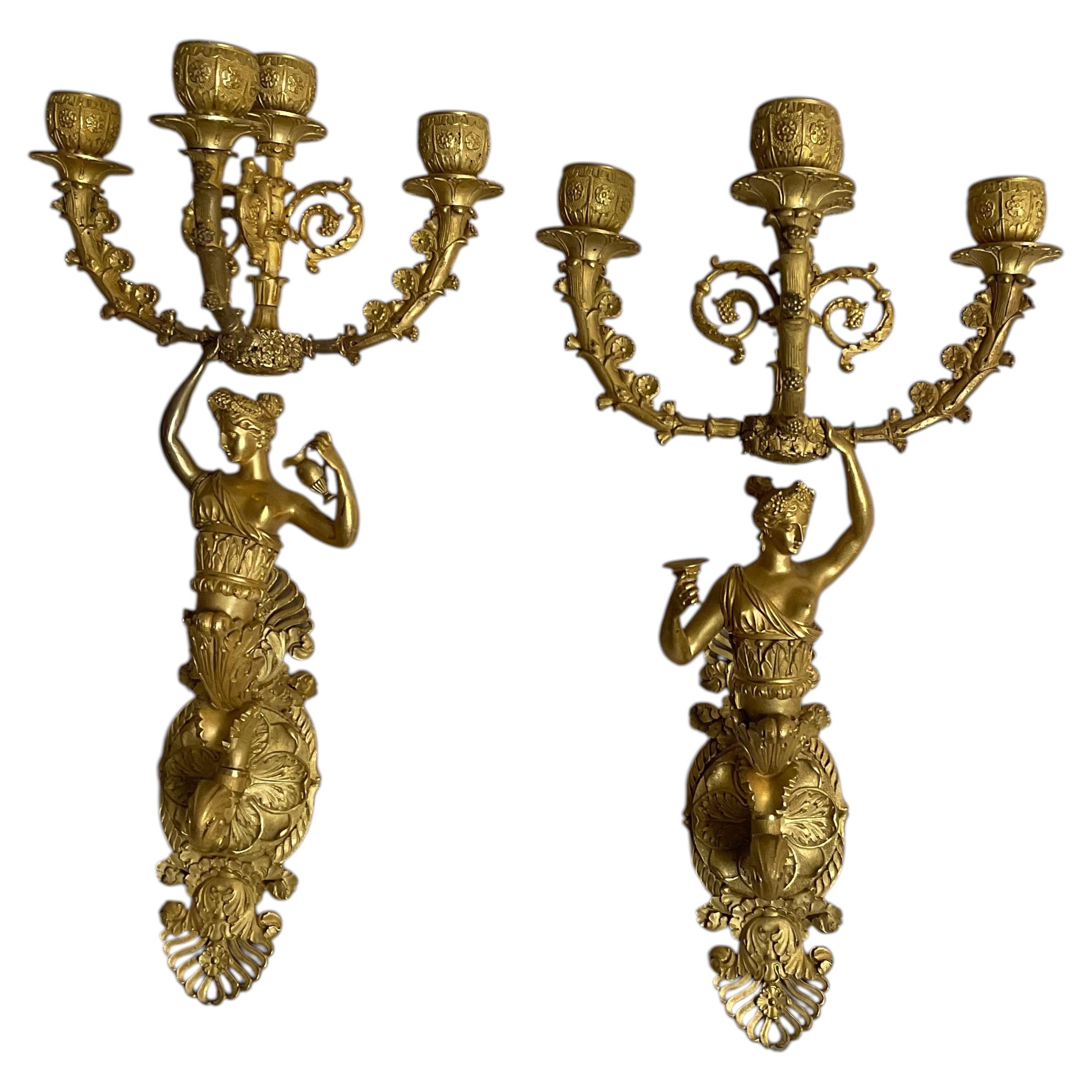 French empire gilt bronze sconces