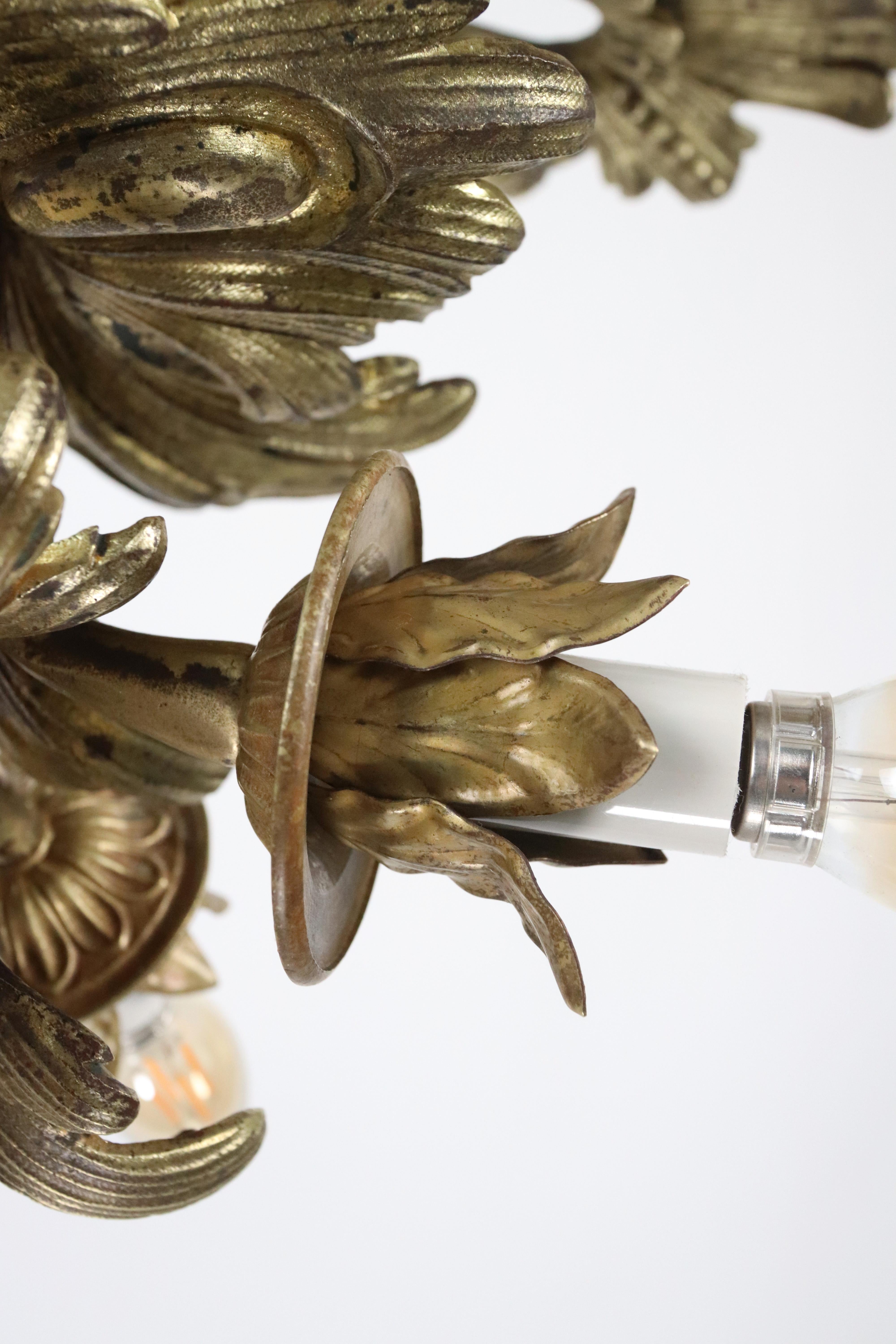 Lampadario a 5 luci in bronzo dorato Impero Francese in vendita 5