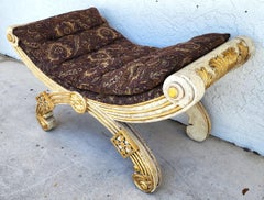 French Empire Gilt Gold Leaf Bench Oversized 48"