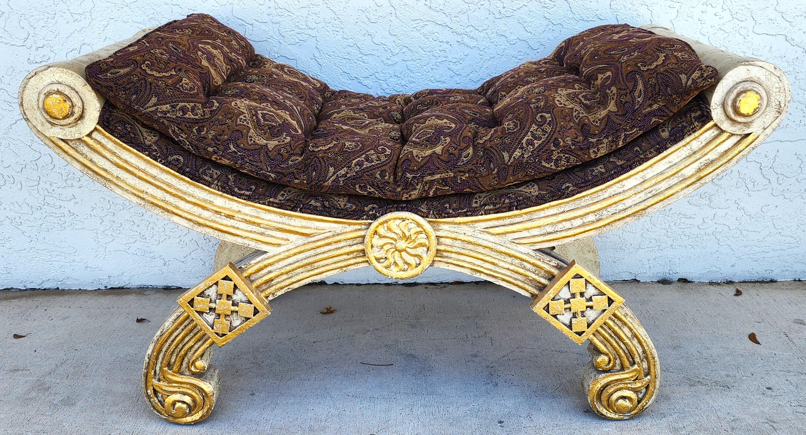 Banco Imperio Francés Hoja de Oro Dorado Sobredimensionado 48 Algodón en venta