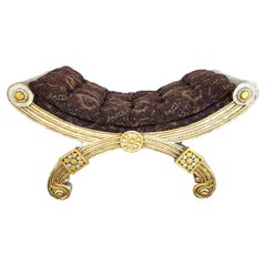 French Empire Gilt Gold Leaf Bench Oversized 48"