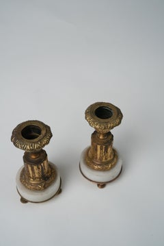 Portacandele impero francese in marmo e dorato  Set di 2