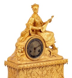 French Empire Gilt Metal Figural Clock