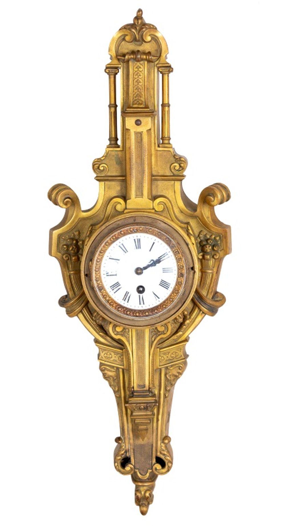 19th Century French Empire Gilt Metal Figural Clock For Sale