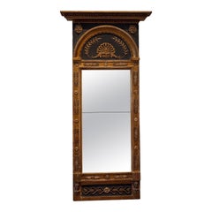 French Empire Giltwood and Black Painted Pier Mirror