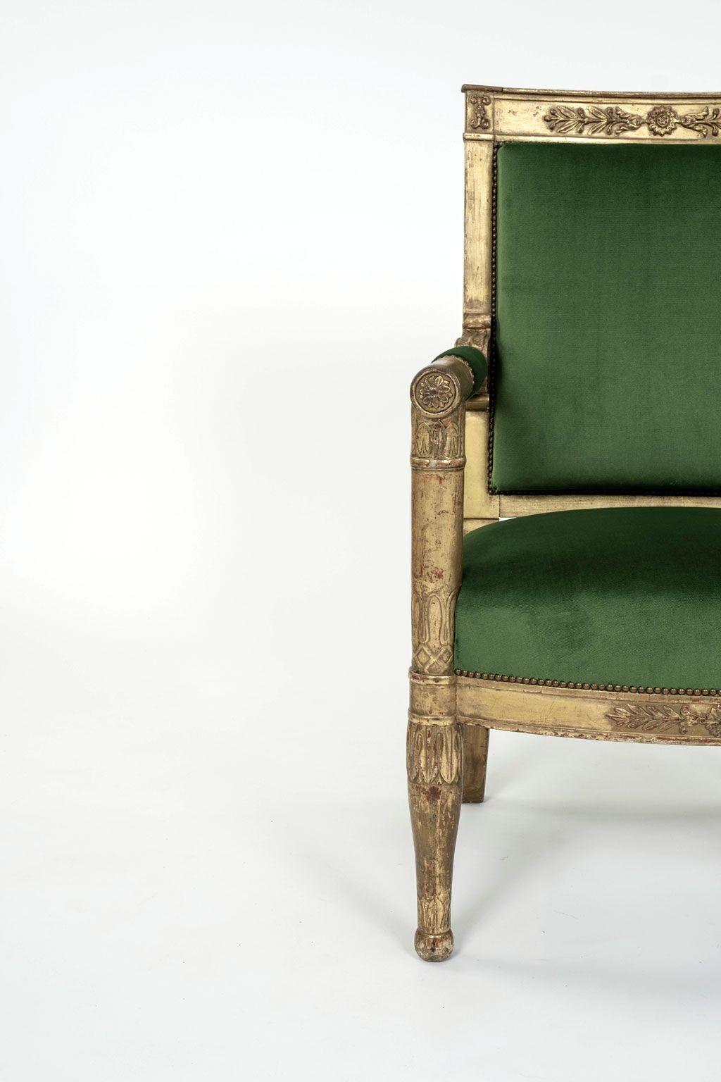 French Empire Giltwood Fauteuil Armchair 6