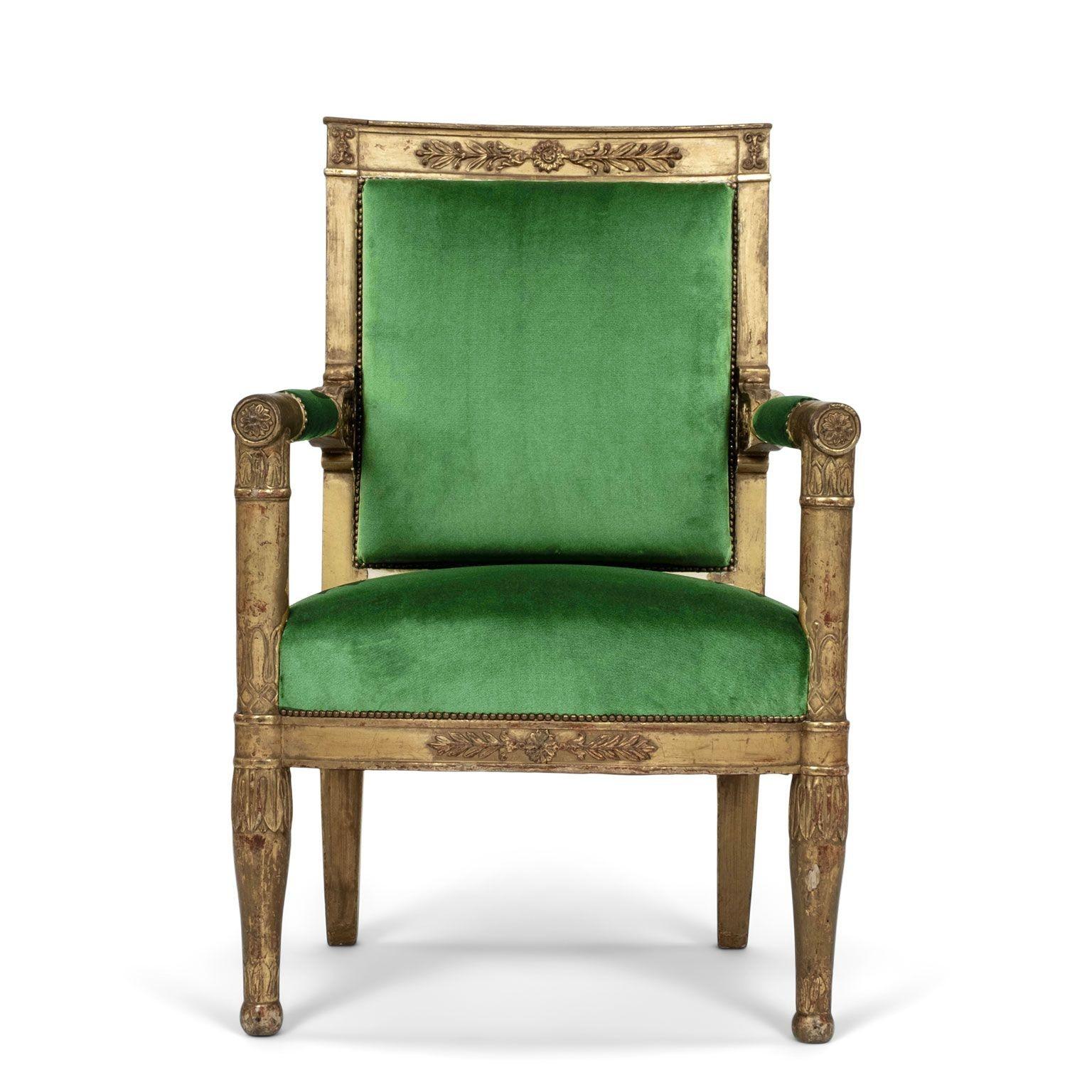 French Empire Giltwood Fauteuil Armchair 7