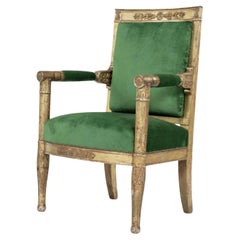 French Empire Giltwood Fauteuil Armchair