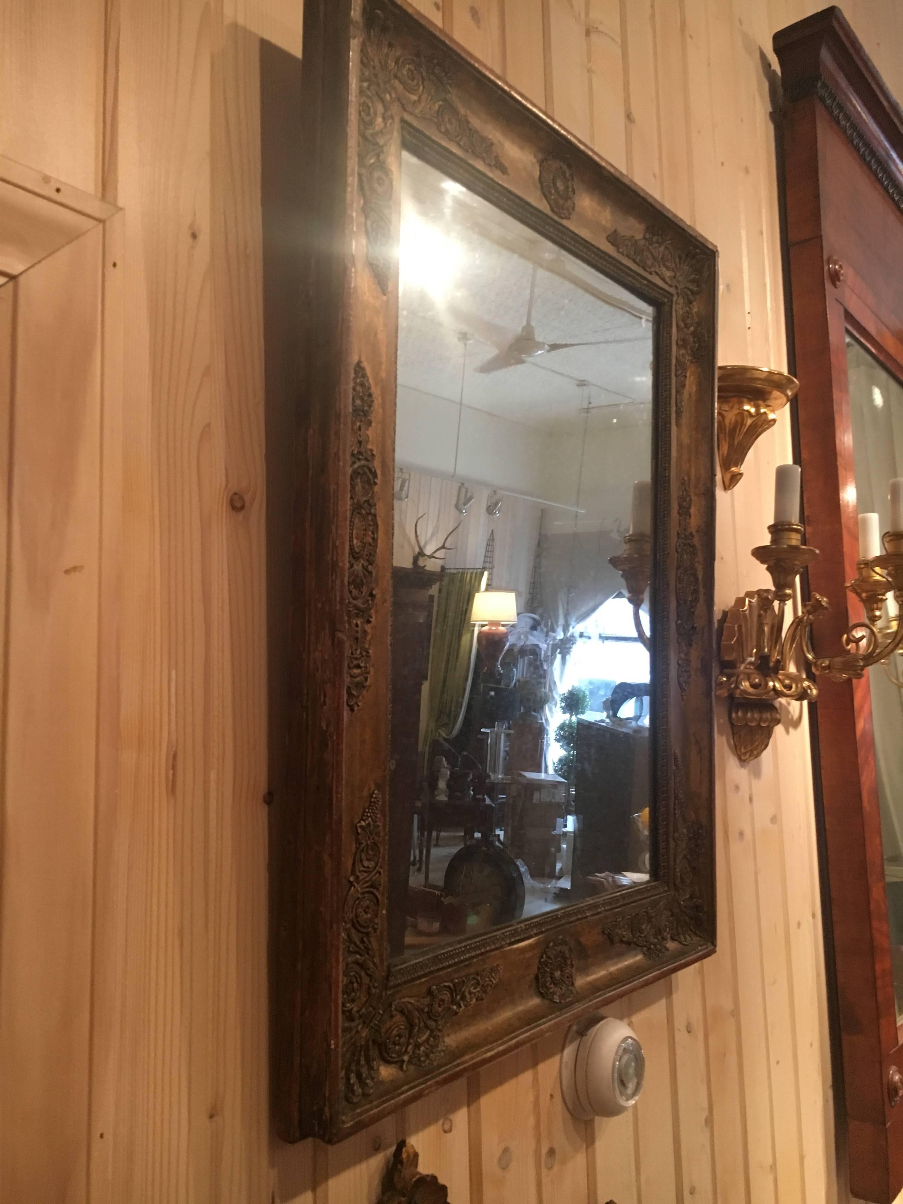 French Empire Giltwood Mirror with Original Plate 1