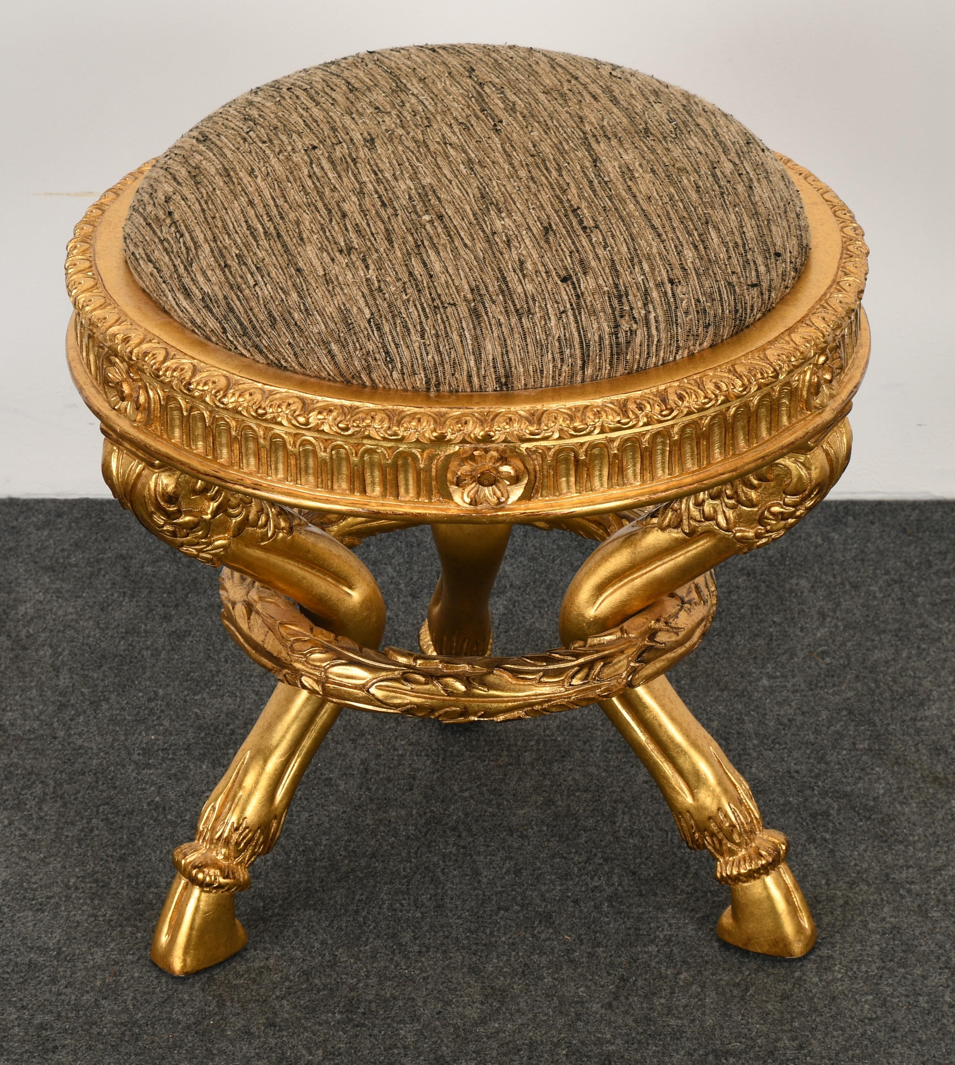 French Empire Giltwood Stool In Good Condition In Hamburg, PA