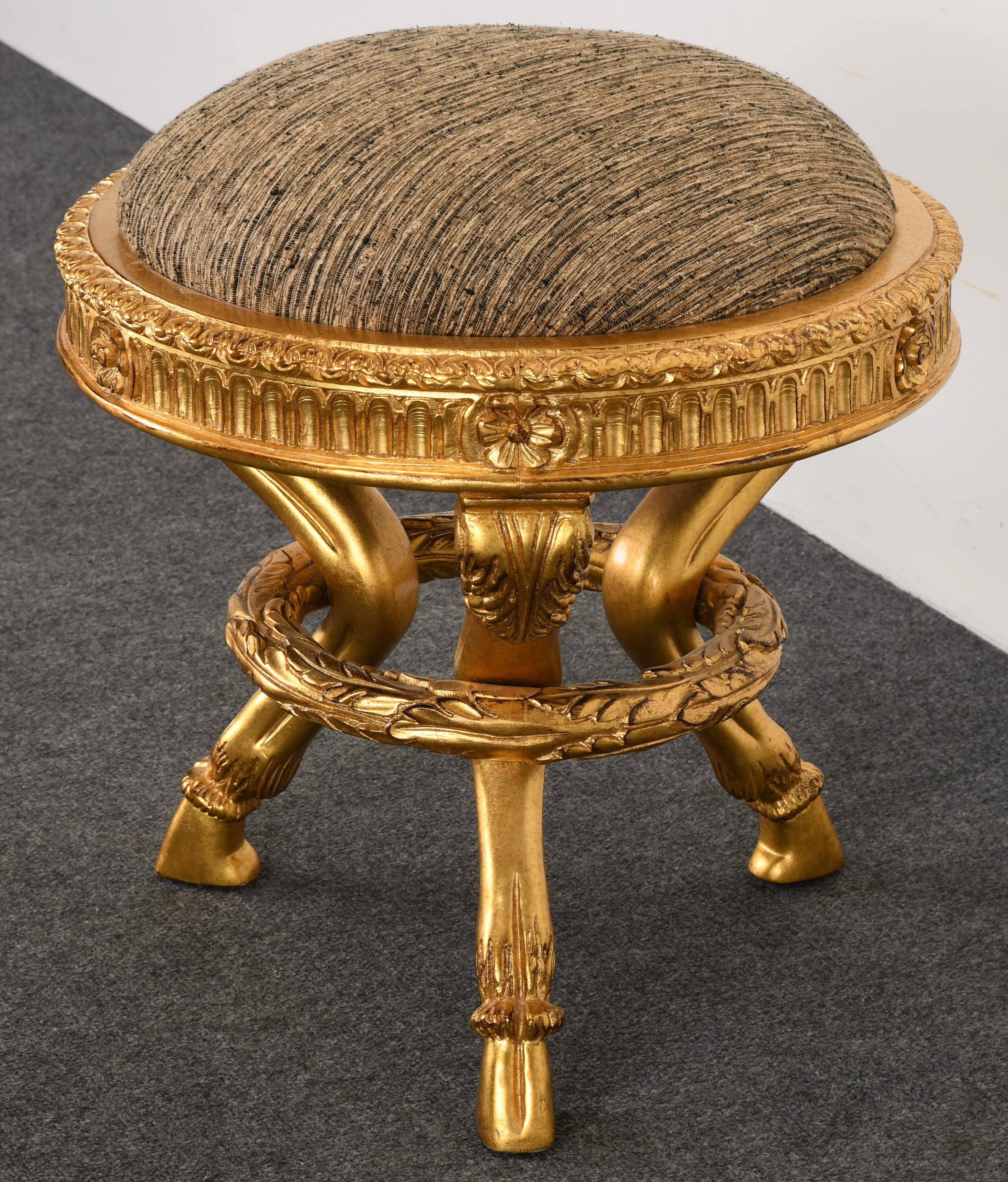 20th Century French Empire Giltwood Stool