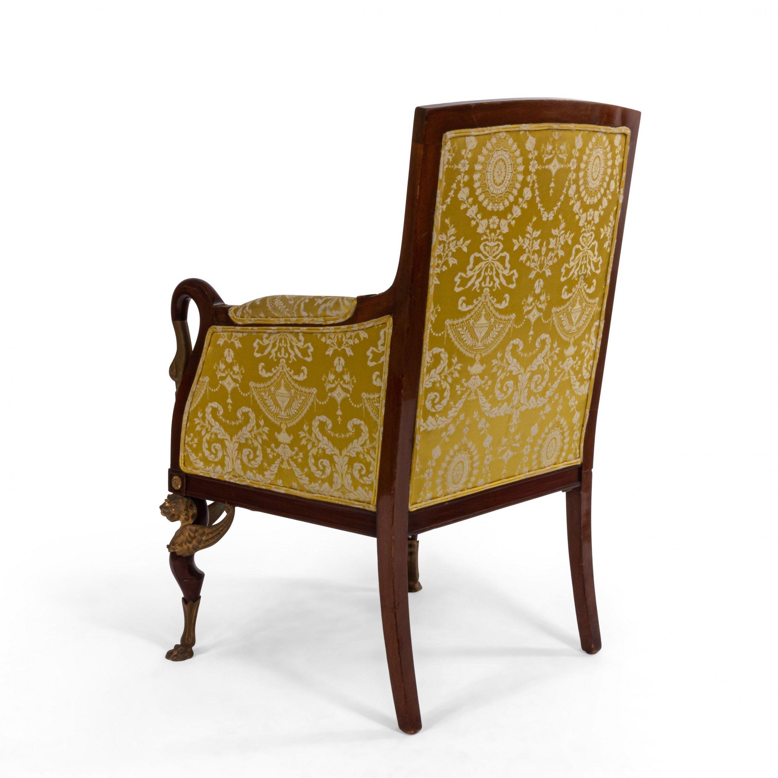 French Empire Gold Bergère Armchairs In Good Condition For Sale In New York, NY