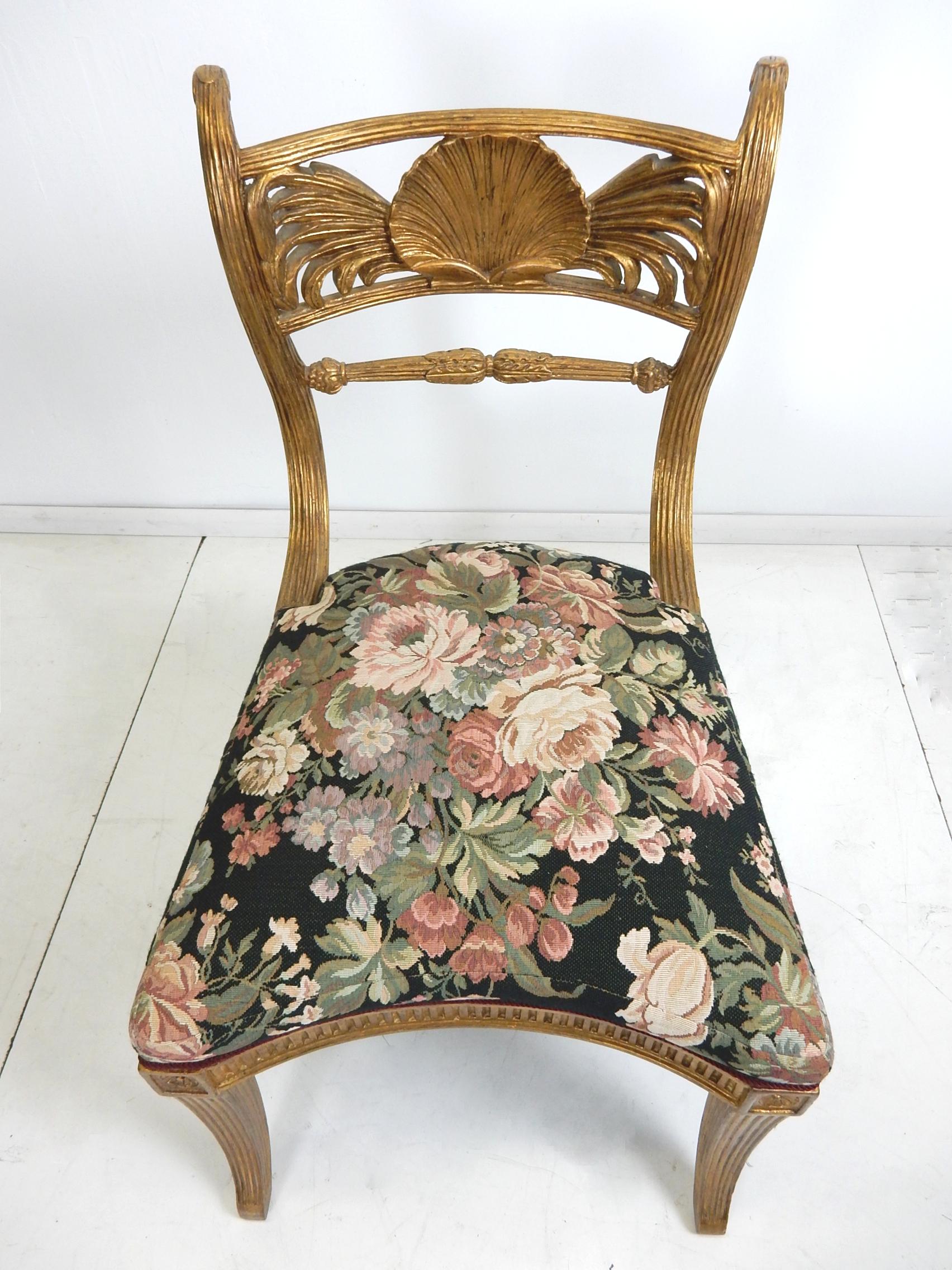 French Empire Gold Gilded Winged Shell Klismos Chairs 3