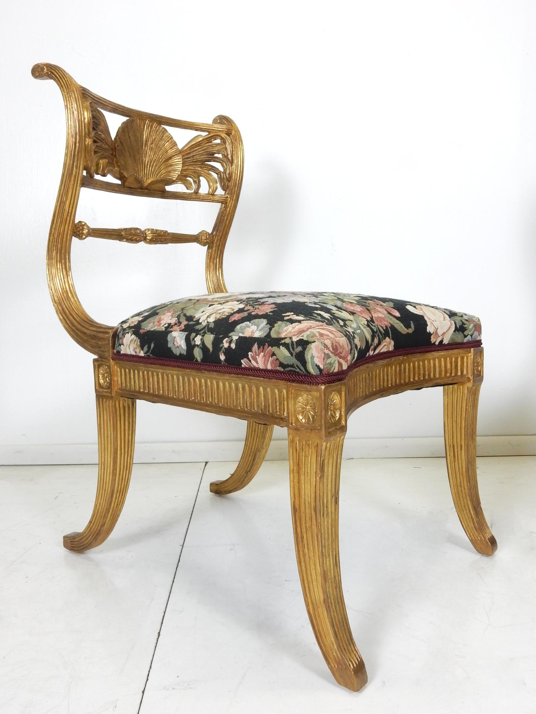 French Empire Gold Gilded Winged Shell Klismos Chairs 4