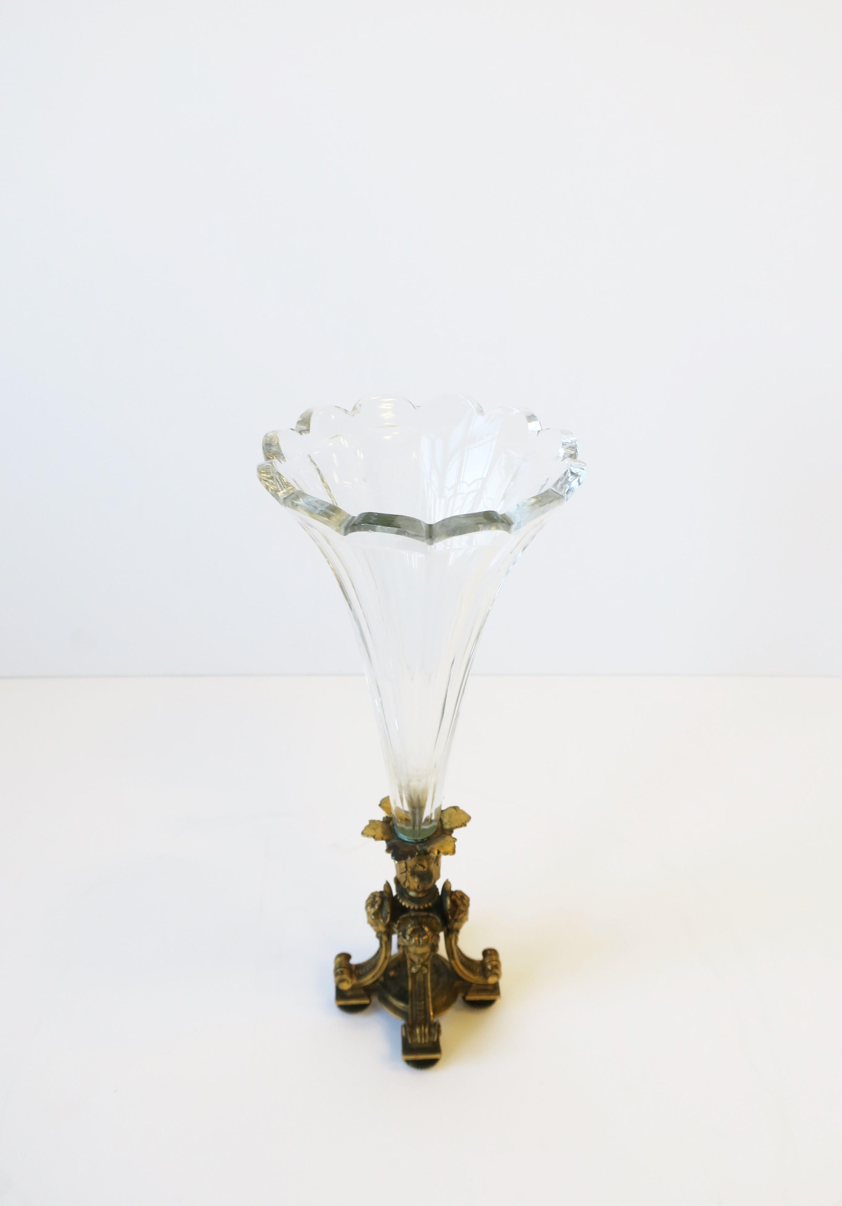 French Empire Gold Gilt Bronze and Crystal Vase, circa 19th Century 4