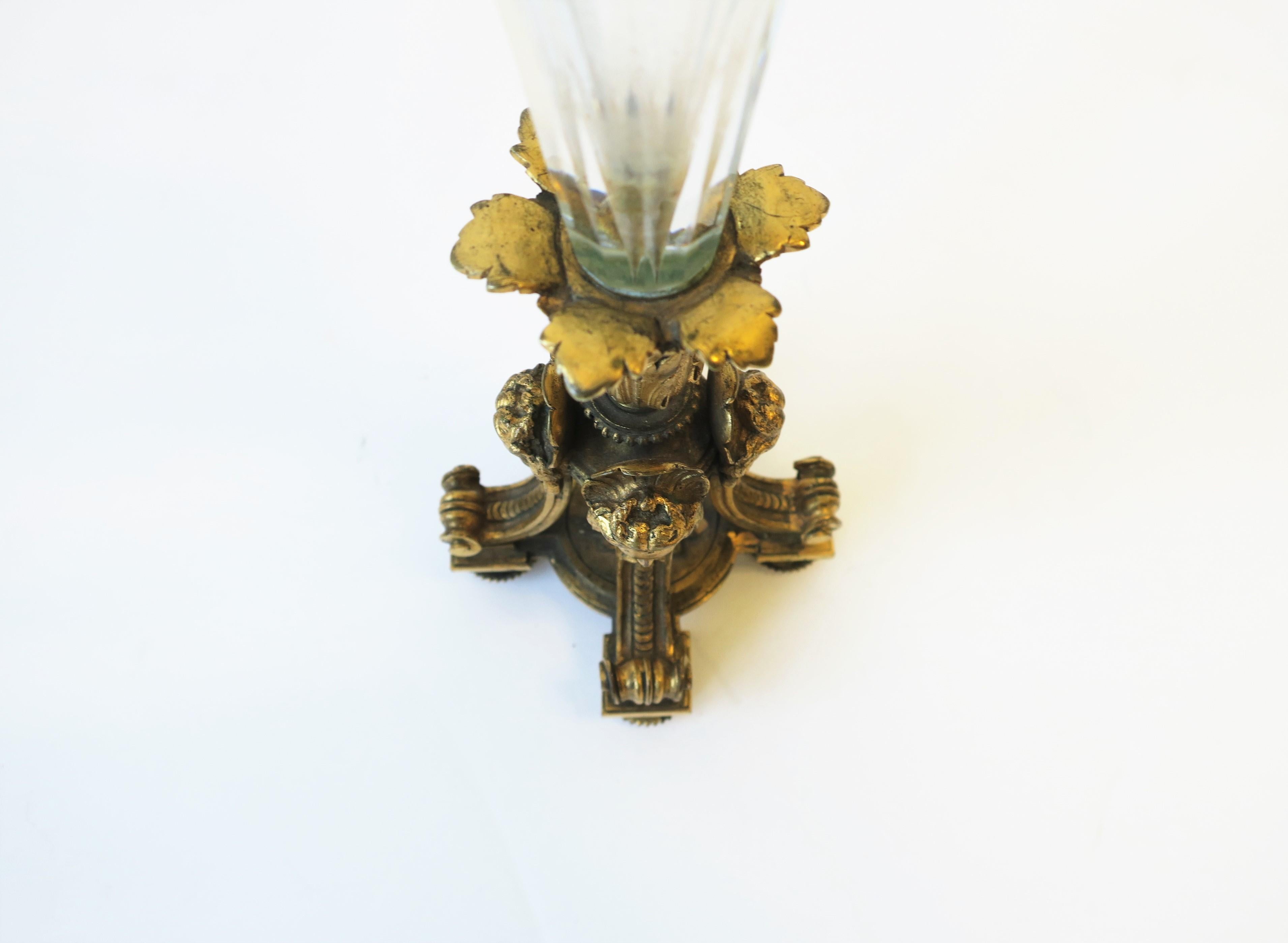 French Empire Gold Gilt Bronze and Crystal Vase, circa 19th Century 13
