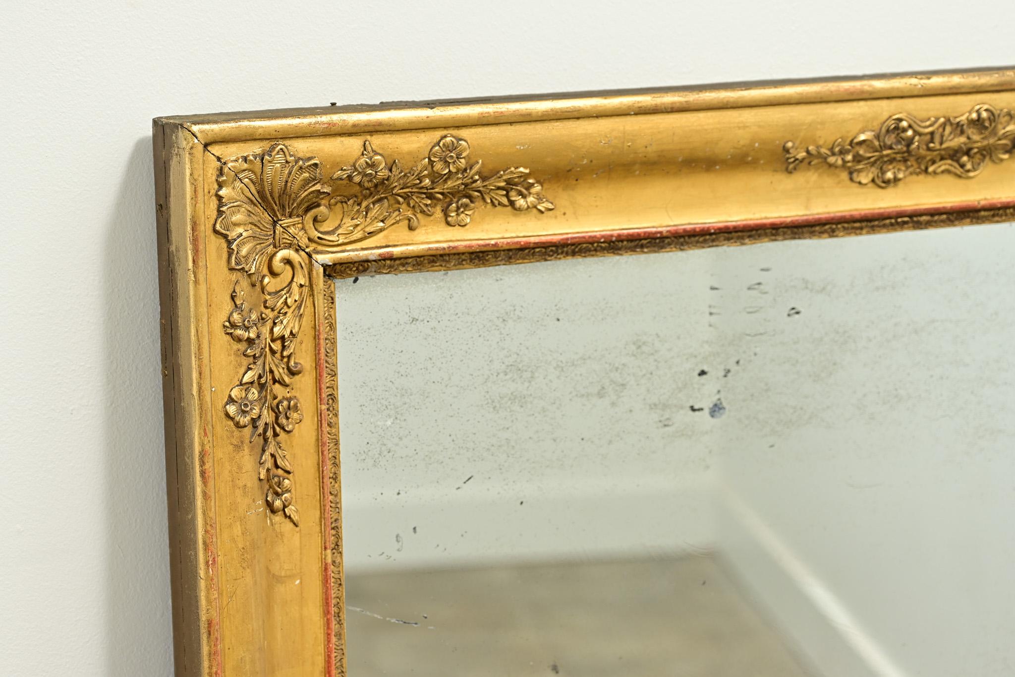 Legno dorato Specchio francese Impero dorato in vendita