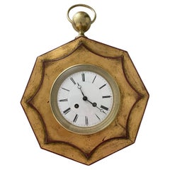 Antique French Empire Gold Plated Tole Striking Wall Clock, Circa 1820