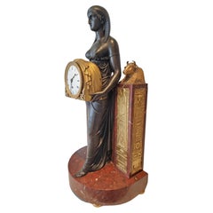 French Empire Gout d'Egypt Mantle Clock Depicting the Goddess Isis