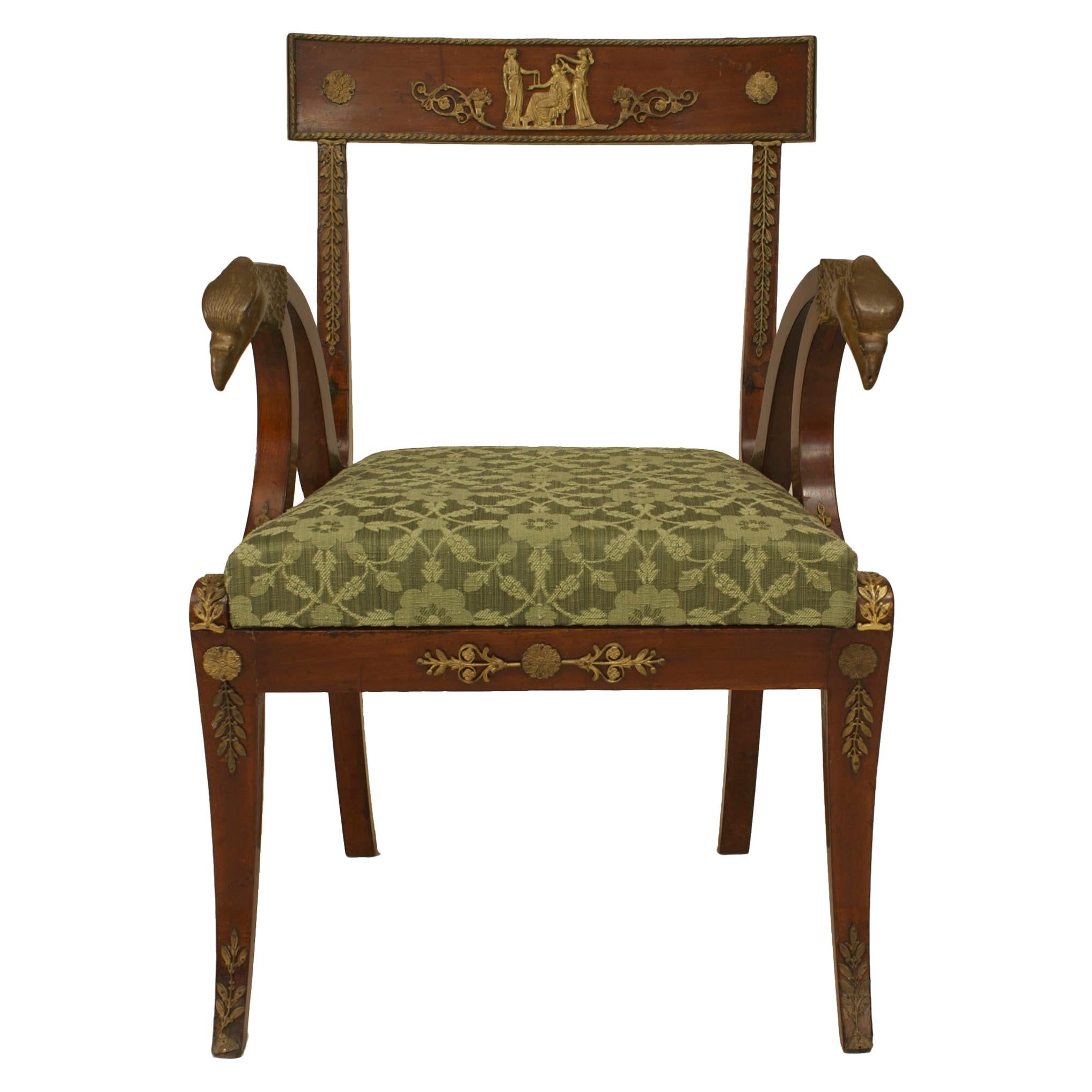 French Empire Green Armchairs