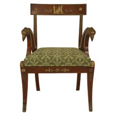 French Empire Green Armchairs