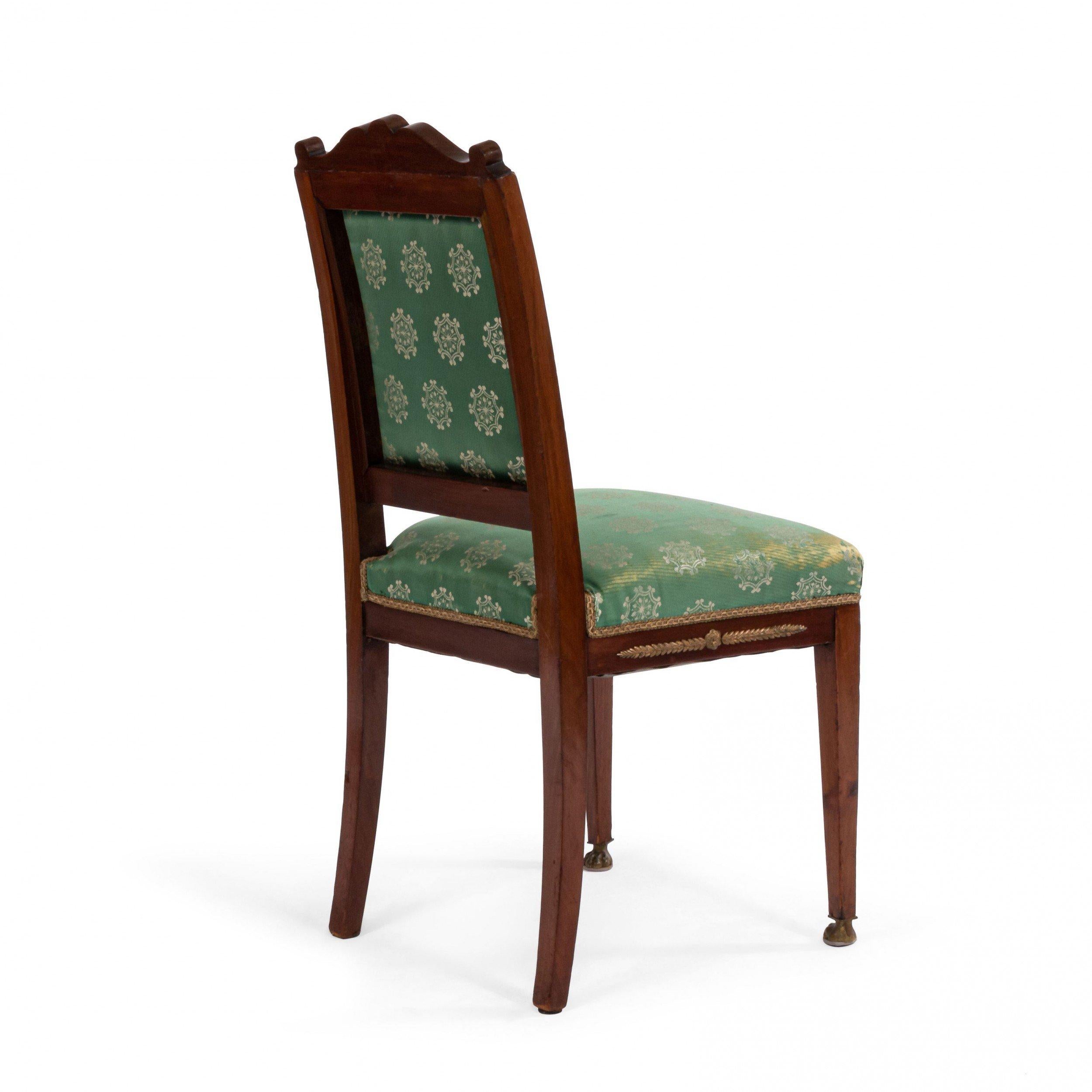 French Empire Green Damask Side Chairs For Sale 6