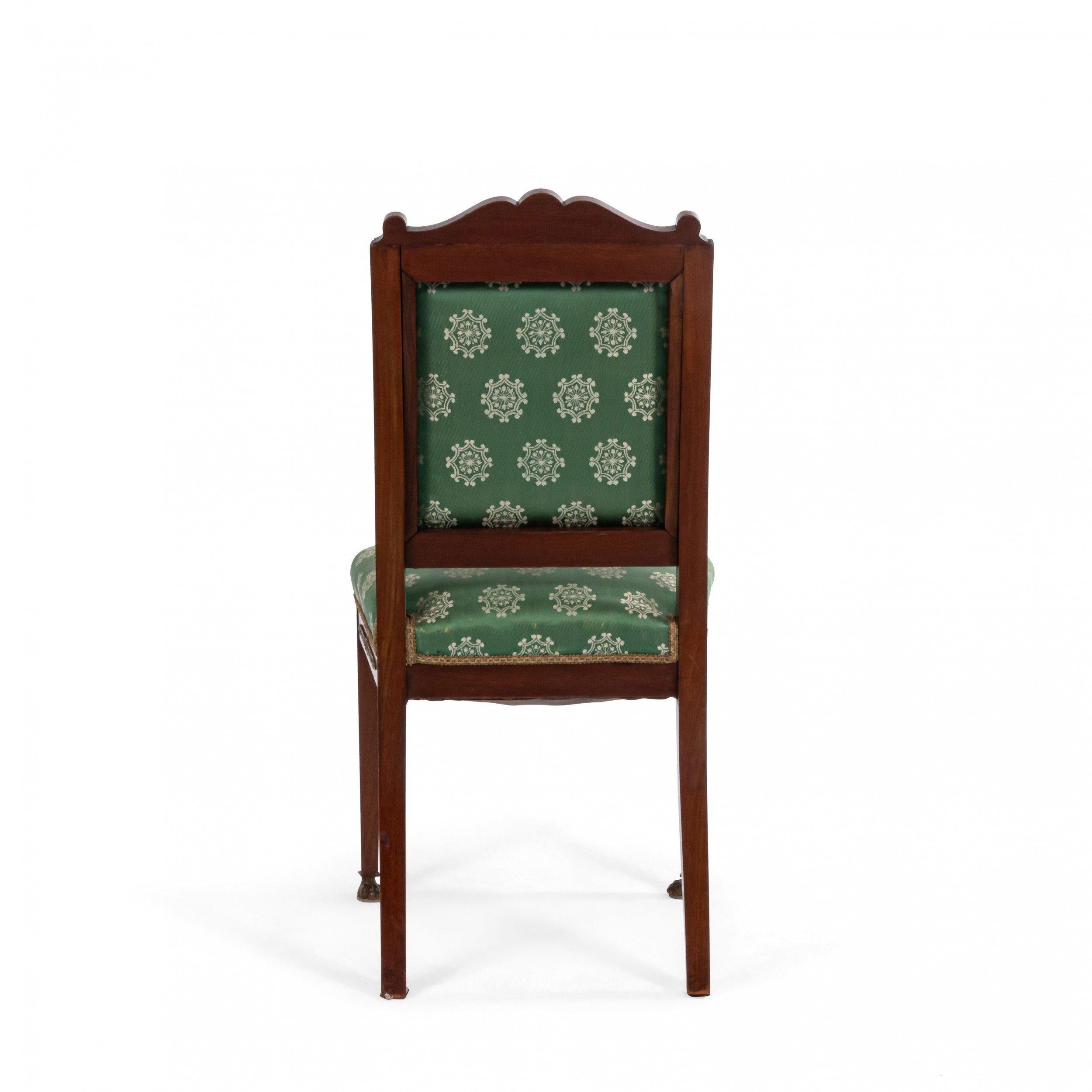 French Empire Green Damask Side Chairs For Sale 9