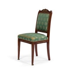 French Empire Green Damask Side Chairs