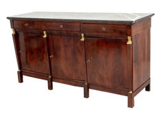 French Empire Green Marble Top Mahogany Buffet