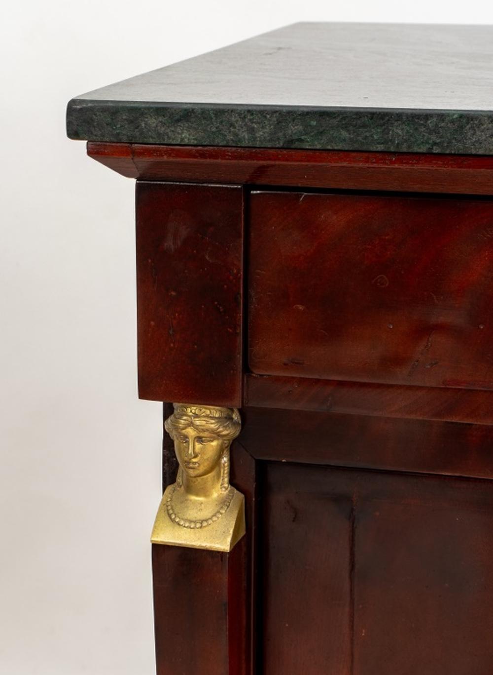 French Empire Green Marble Top Mahogany Buffet In Good Condition In Astoria, NY