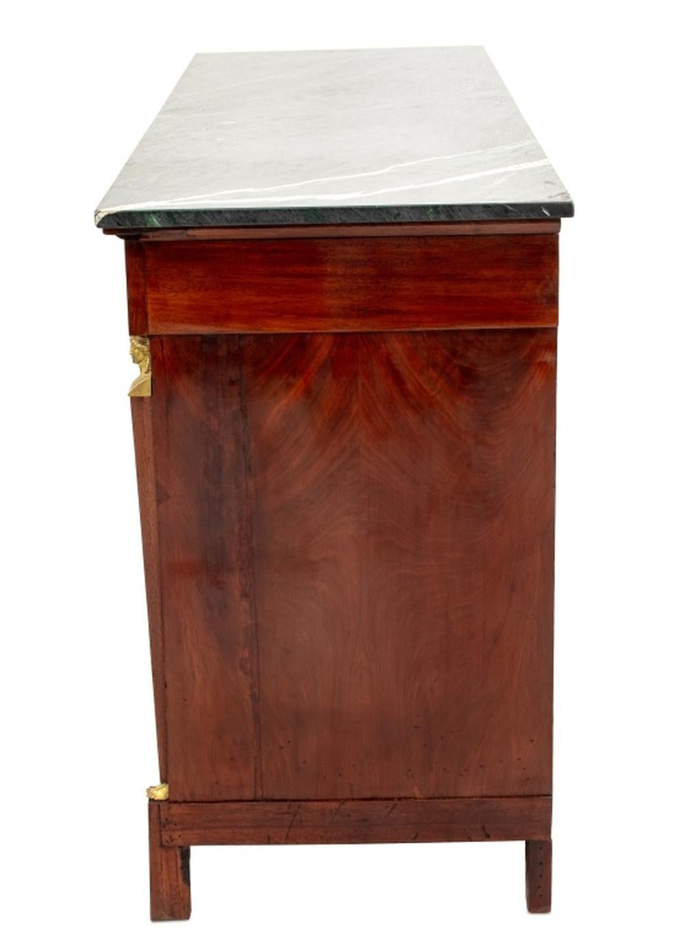 French Empire Green Marble Top Mahogany Buffet 1