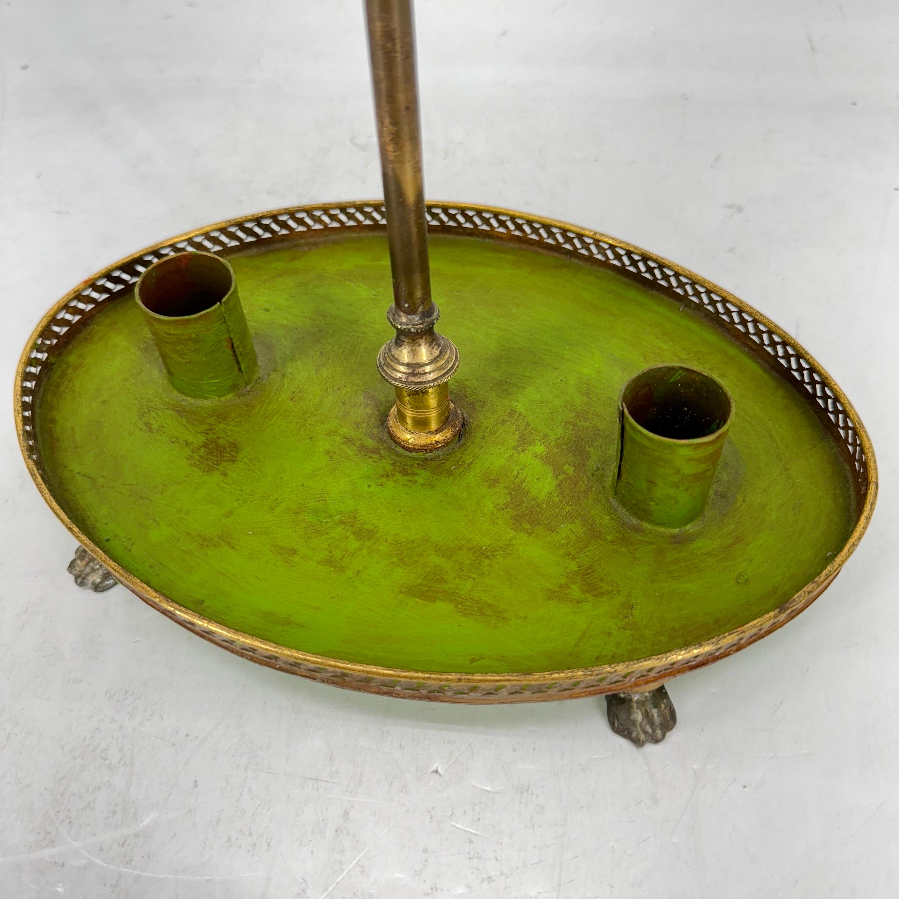 French Empire Green Painted Table Bouillotte Candlestick Lamp  For Sale 8