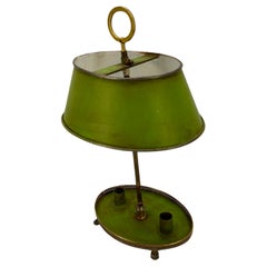 French Empire Green Painted Table Bouillotte Candlestick Lamp 