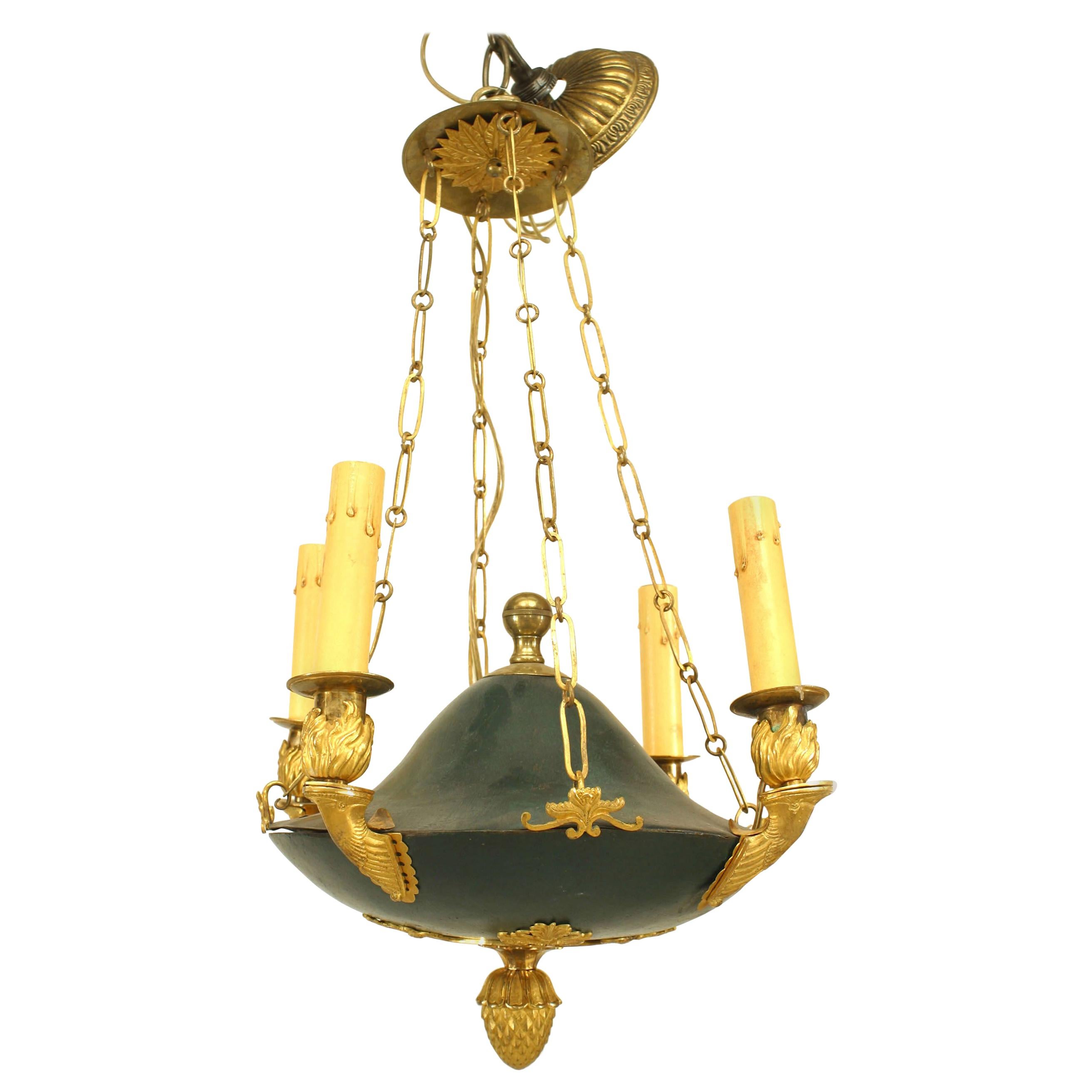 Directoire Style Green Tole Chandelier | French Antique Shop Directoire Style Green Tole Chandelier | French Antique Shop
