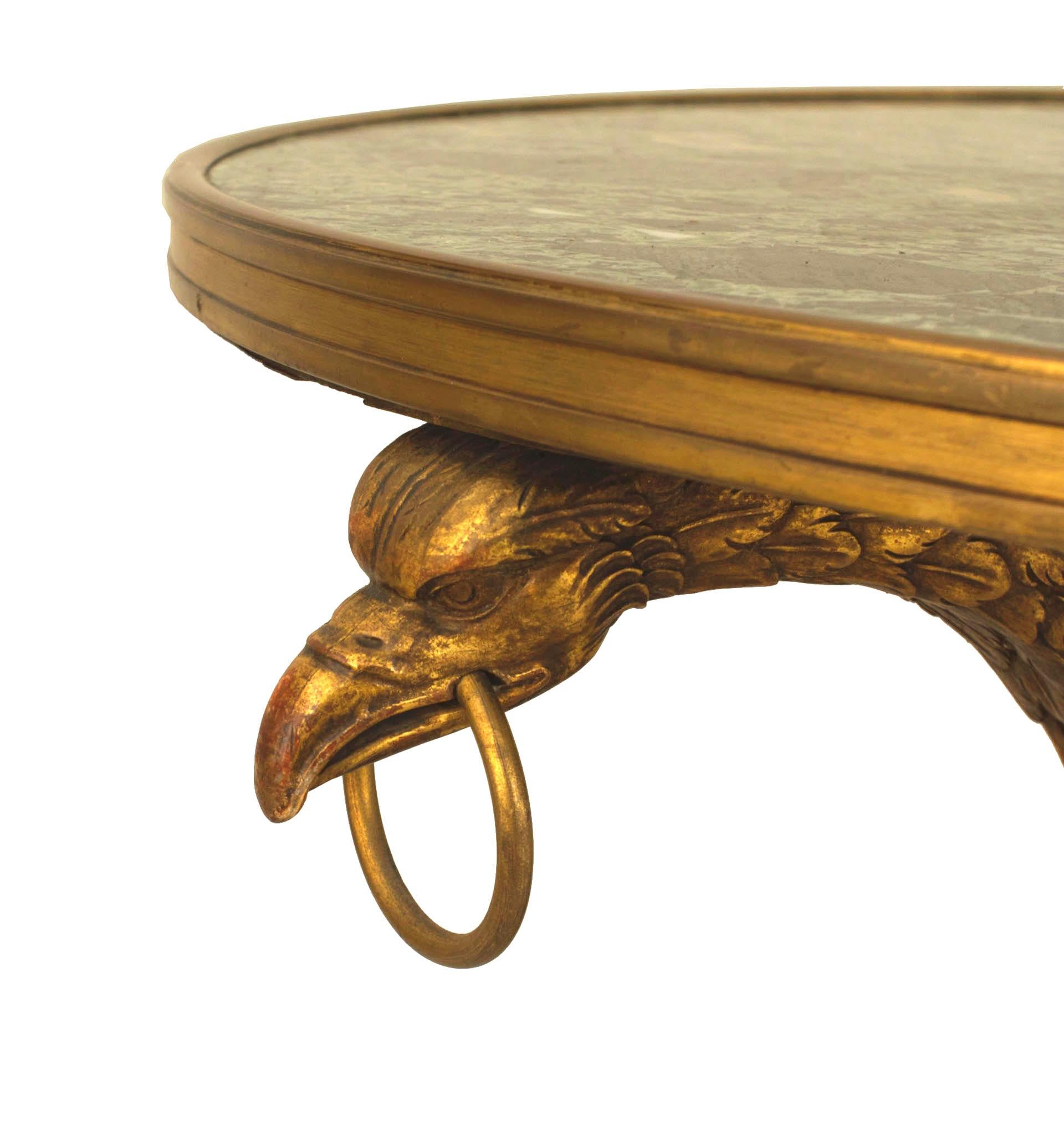 Doré Table Empire en marbre de Gueridon en vente
