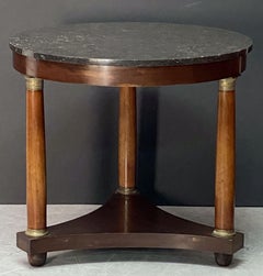 French Empire Gueridon or Round Table of Mahogany with Marble Top