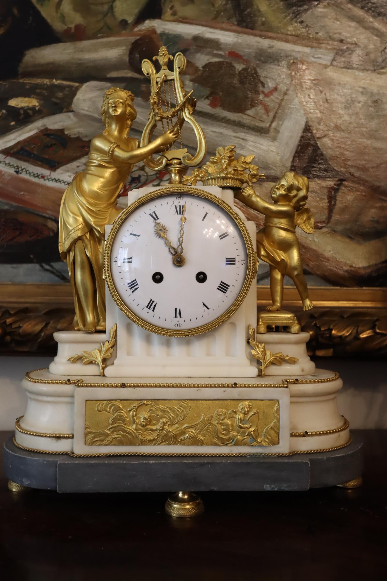 This is an exceptional quality French Empire Guilt Bronze mounted clock circa 1820.
