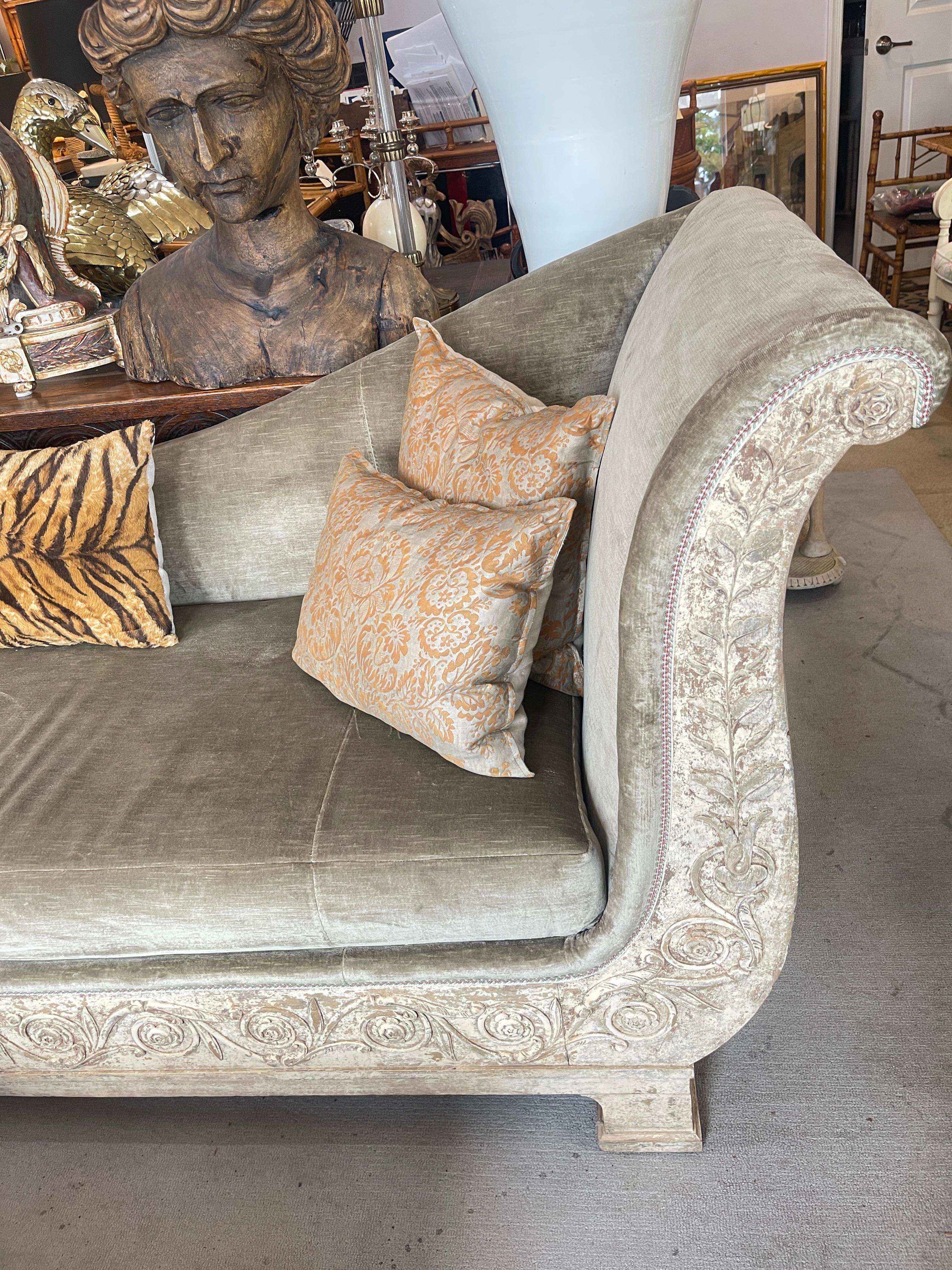 French Empire Recamier Mahogany & Painted Daybed 18Th. C. For Sale 9