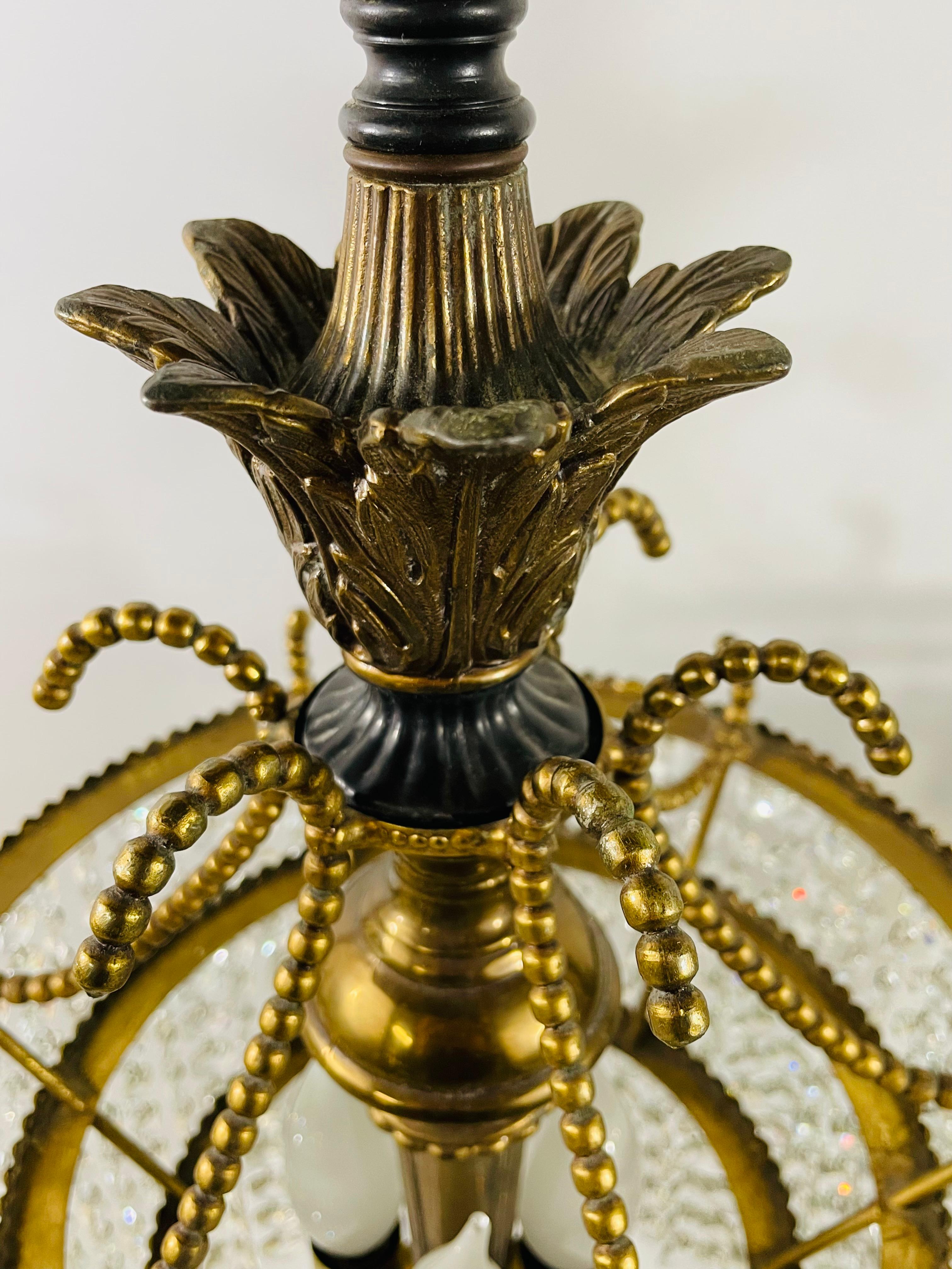 Paar französische Empire-Tischlampen aus Bronze und Kristall im Hollywood-Regency-Stil, Französisches Empire im Angebot 7