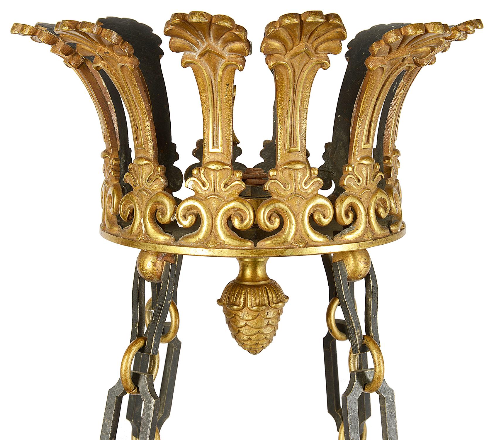 Gilt French Empire Influenced Chandelier, 19th Century For Sale