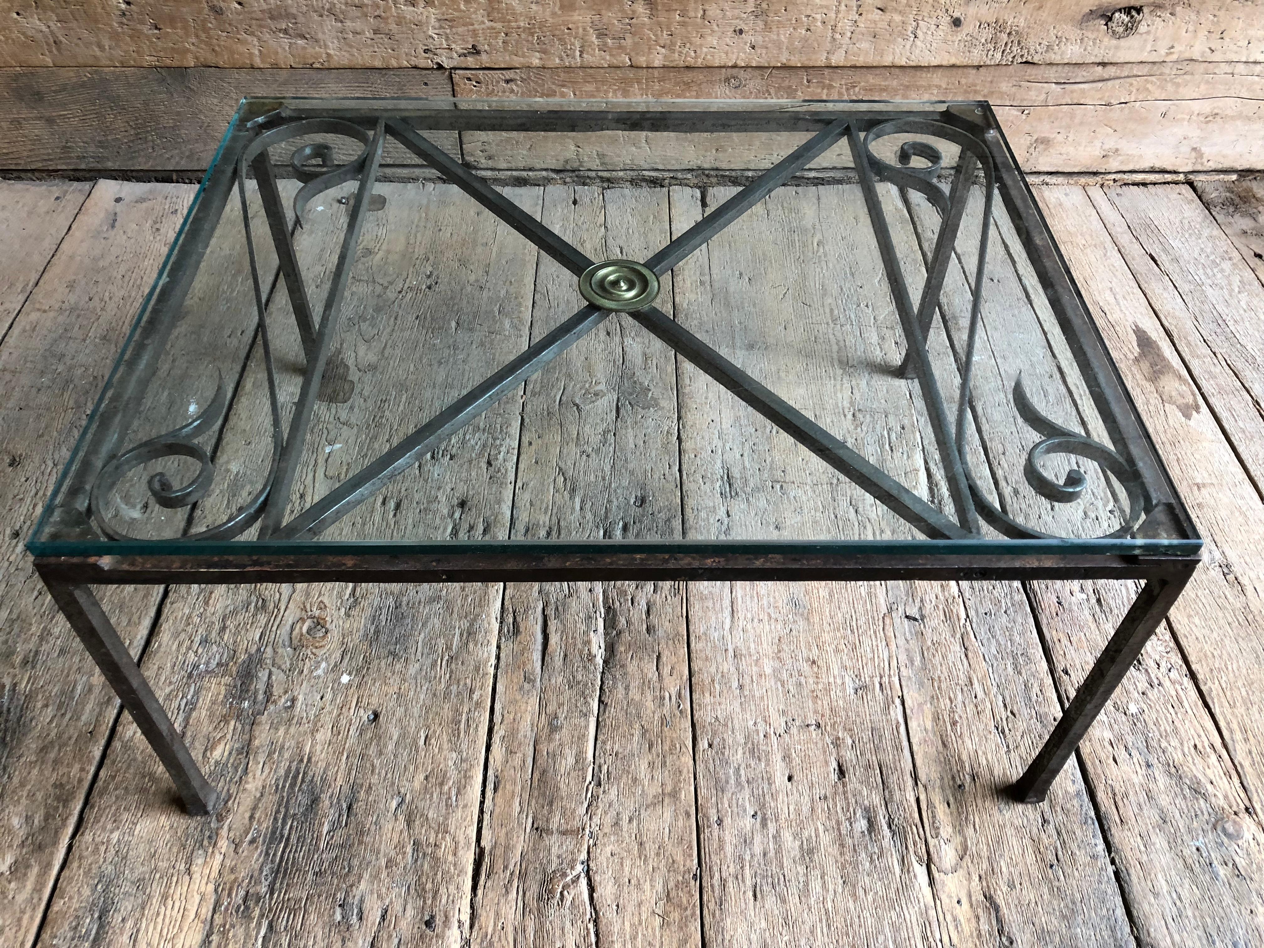 French Empire Iron And Glass Coffee Table 3