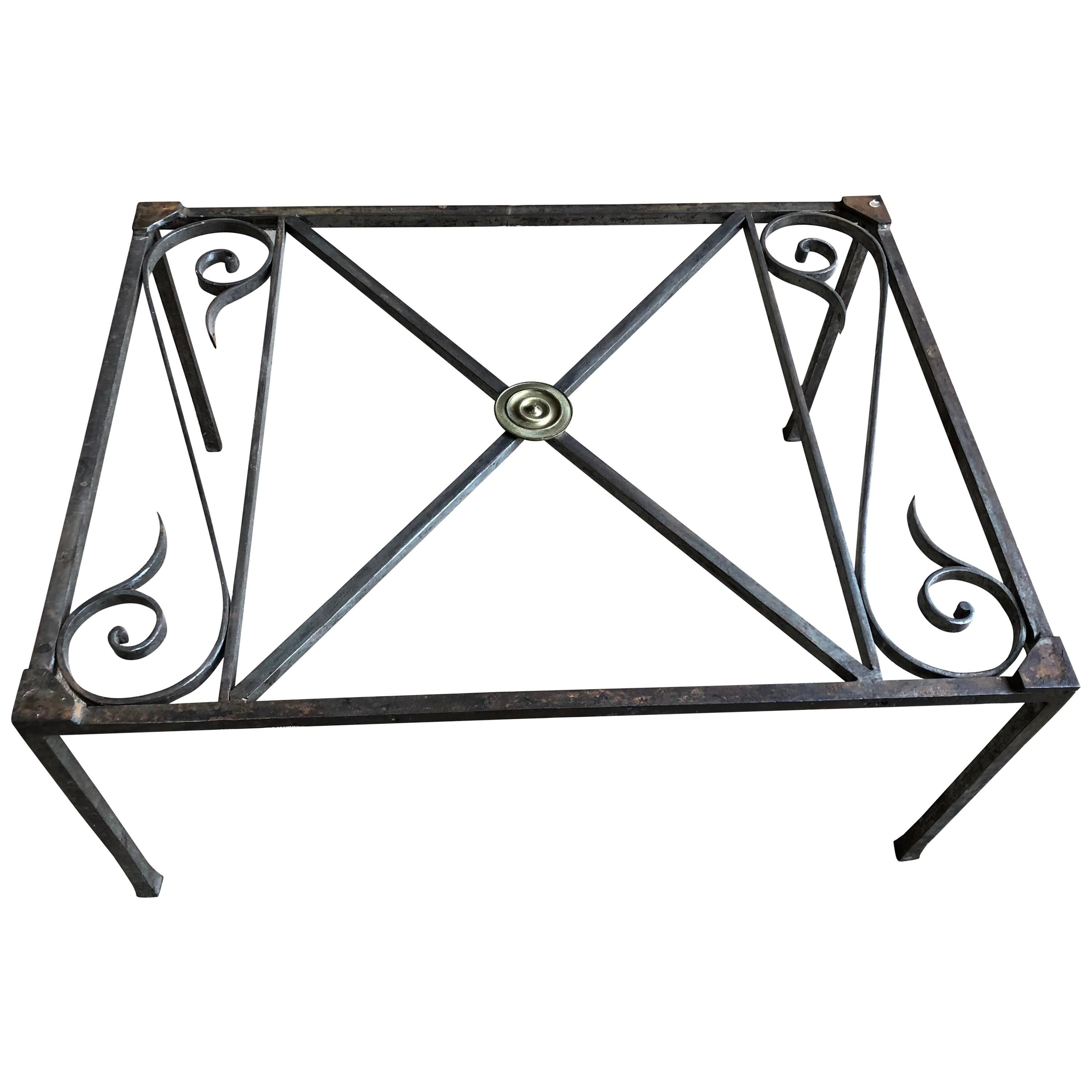 French Empire Iron And Glass Coffee Table