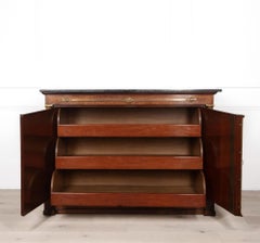 French Empire Jacob Desmalter et Cie mahogany two door commode with marble top