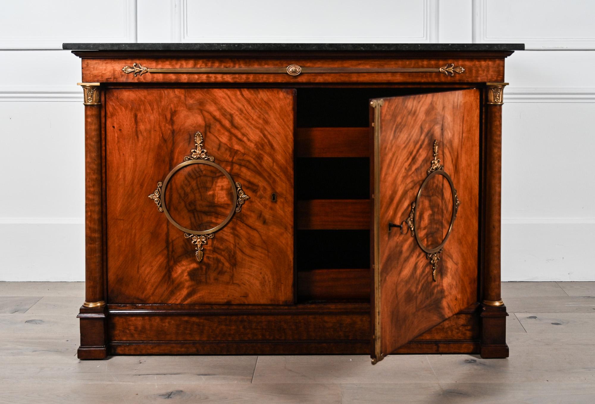 Marble French Empire Jacob Desmalter et Cie mahogany two door commode with marble top For Sale
