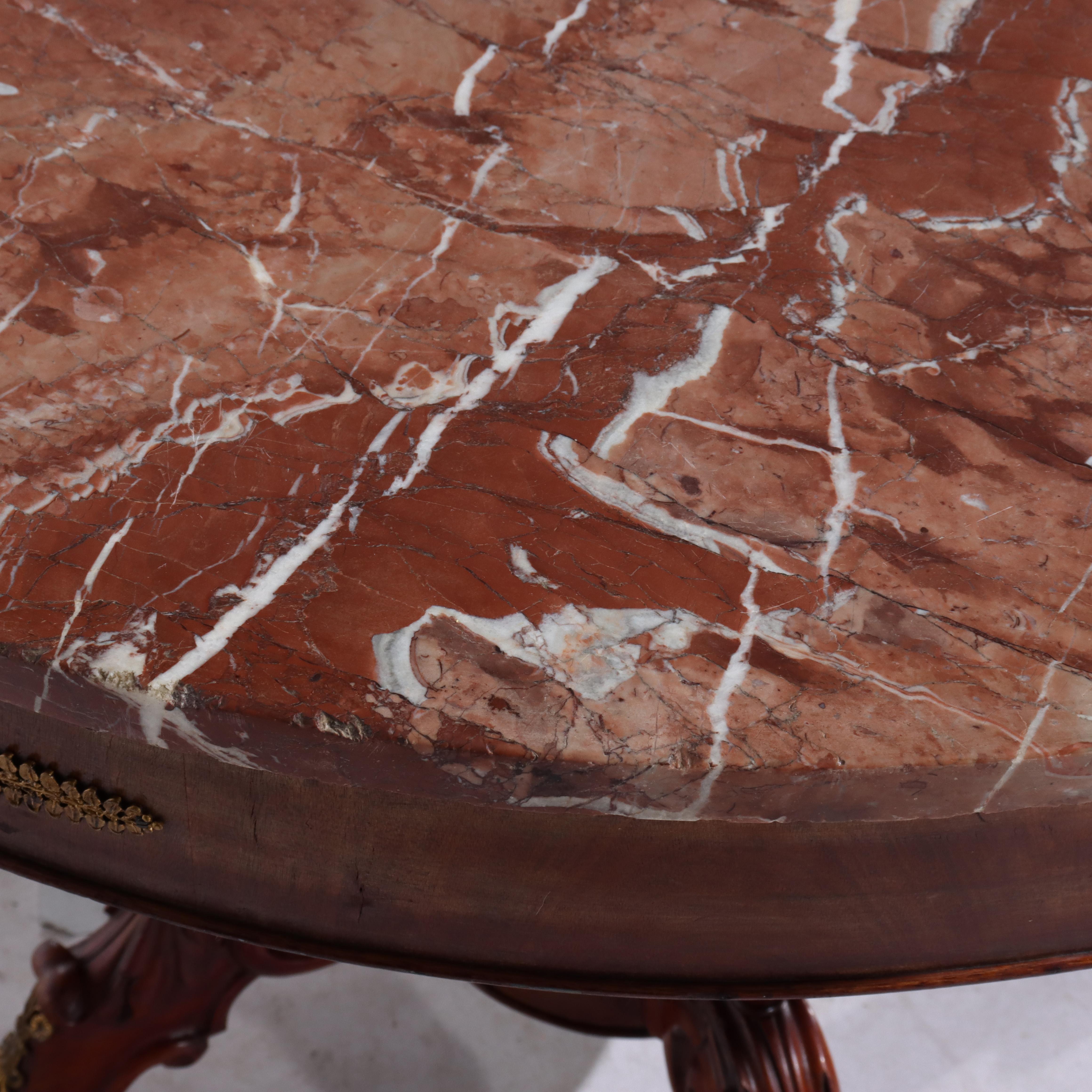 French Empire Kingwood, Rosewood, Rouge Marble & Ormolu Center Table 19thC For Sale 6