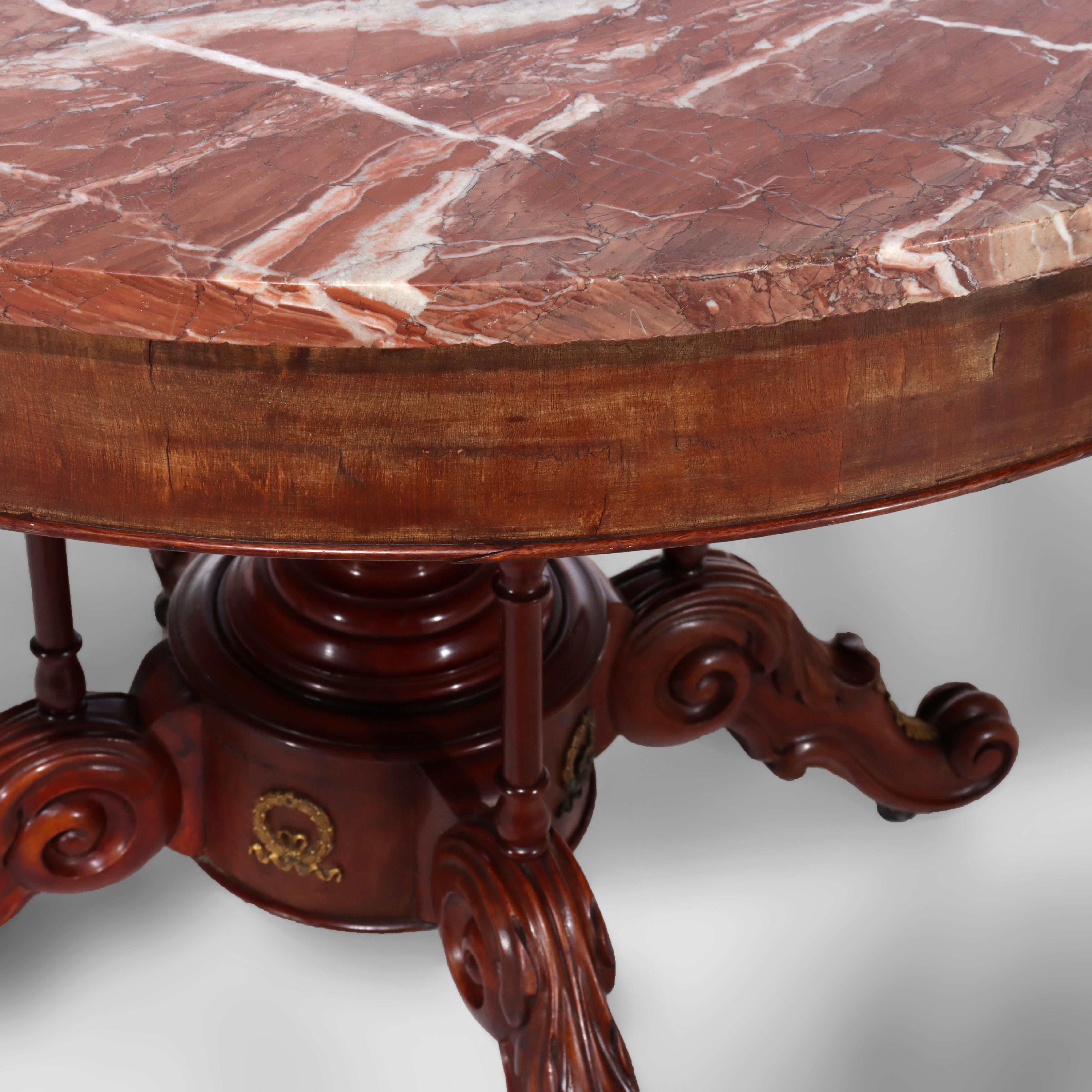 French Empire Kingwood, Rosewood, Rouge Marble & Ormolu Center Table 19thC For Sale 8